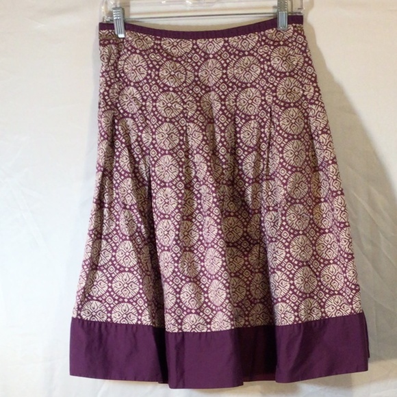 Talbots skirt women’s size 4 dark purple tan medallion print - Picture 1 of 5